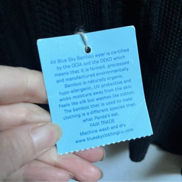 NWT Blue Sky organic bamboo cotton cable knit shawl sweater cape - Picture 6 of 8